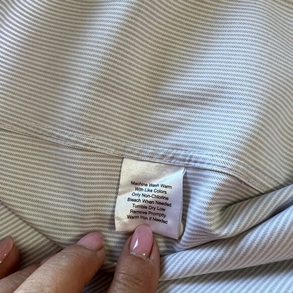 Pronto Uomo Dress Shirt Men's 18 32/33 Gray Striped Long Sleeve No Iron Slim Ft - Picture 6 of 10